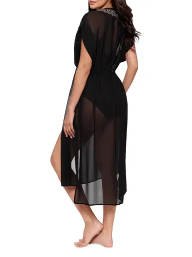 Miraclesuit Swim Women's Beach Etc. Beaded Georgette Kimono-Style Cover-Up - Black - Size Large | Thumbnail 3 Miraclesuit Swim Women's Beach Etc. Beaded Georgette Kimono-Style Cover-Up - Black - Size Large | Thumbnail 3