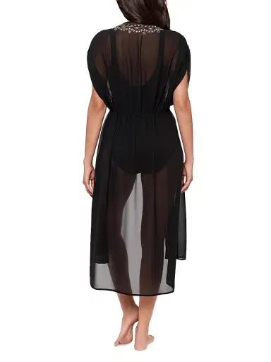 Miraclesuit Swim Women's Beach Etc. Beaded Georgette Kimono-Style Cover-Up - Black - Size Large | Thumbnail 4 Miraclesuit Swim Women's Beach Etc. Beaded Georgette Kimono-Style Cover-Up - Black - Size Large | Thumbnail 4