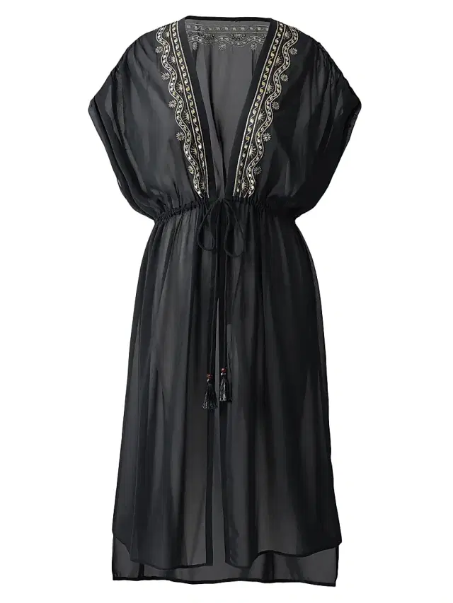 Miraclesuit Swim Women's Beach Etc. Beaded Georgette Kimono-Style Cover-Up - Black