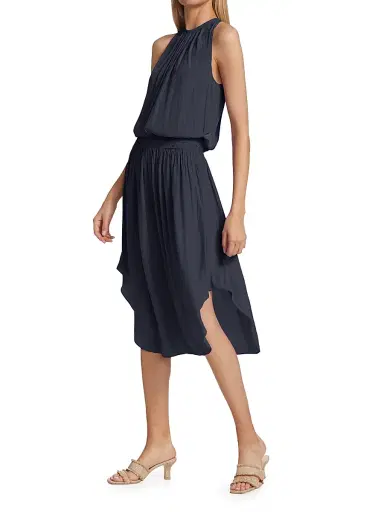 Ramy Brook Women's Audrey Blouson Midi-Dress - Navy - Size XL | Thumbnail 4