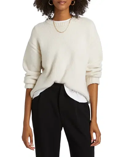 Guest In Residence Women's Cozy Crew Cashmere Sweater - Cream - Size Small | Thumbnail 3 Guest In Residence Women's Cozy Crew Cashmere Sweater - Cream - Size Small | Thumbnail 3