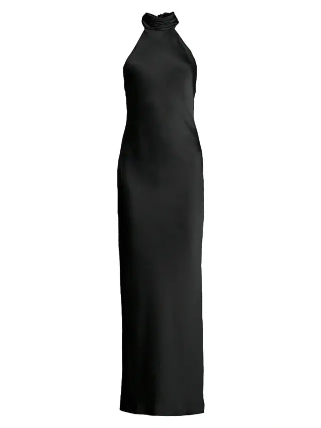 Ramy Brook Women's Tatiana High-Neck Satin Gown - Black