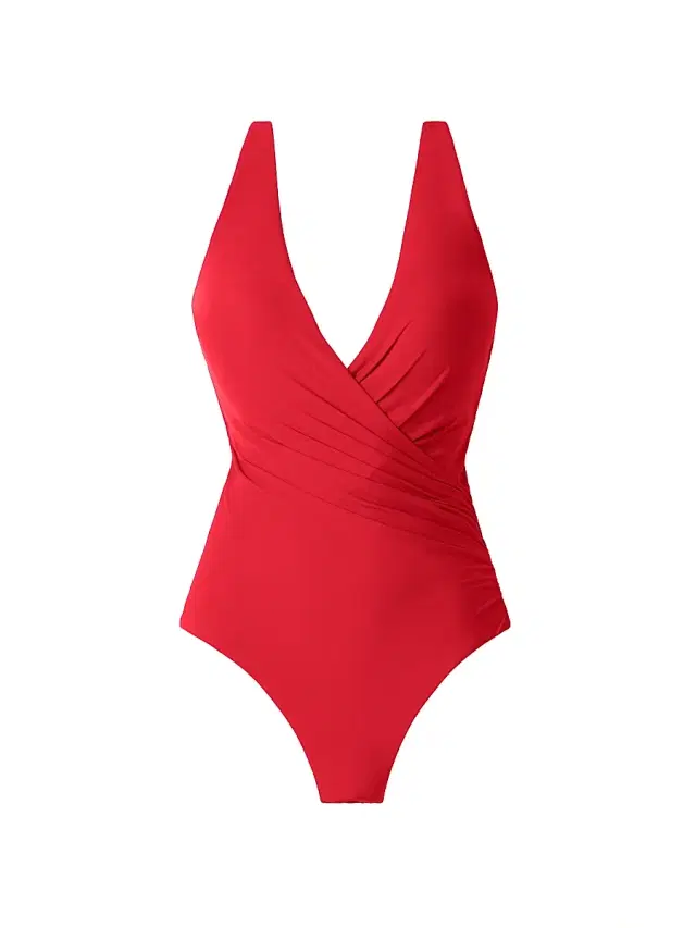Miraclesuit Swim Women's Rock Solid Wrapsody One-Piece Swimsuit - Poppy - Size 16