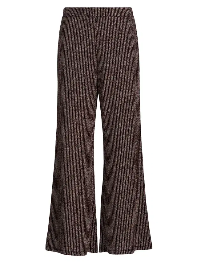 Johnny Was Women's Jenna Easy Metallic Rib-Knit Pants - Bronze Metallic