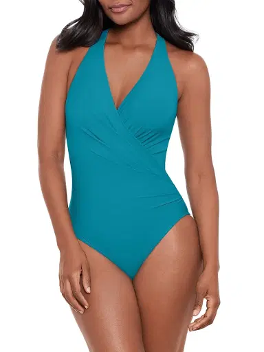Miraclesuit Swim Women's Rock Solid Wrapsody One-Piece Swimsuit - Maldives Blue | Thumbnail 2