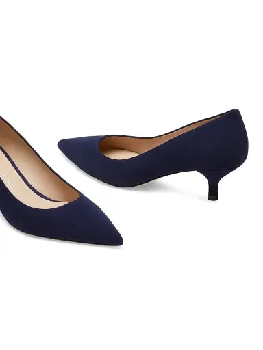 Stuart Weitzman Women's Power 50MM Suede Kitten-Heel Pumps - Nice Blue | Thumbnail 4