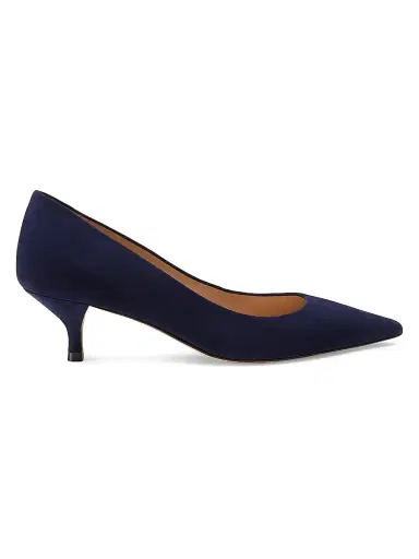 Stuart Weitzman Women's Power 50MM Suede Kitten-Heel Pumps - Nice Blue | Thumbnail 1