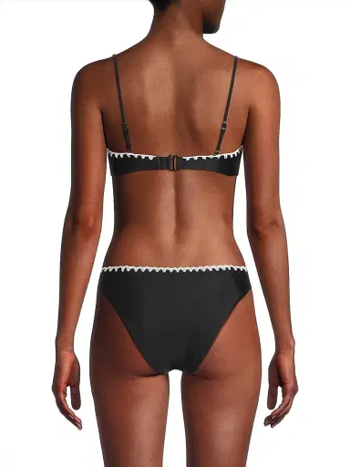 Ramy Brook Women's Emmeline Balconette Bikini Top - Black White Crochet - Size XL | Thumbnail 5