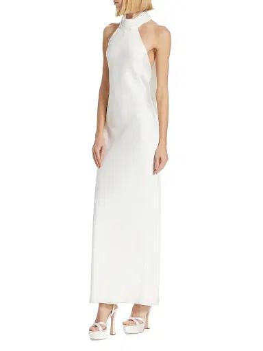 Ramy Brook Women's Tatiana High-Neck Satin Gown - Ivory - Size 16 | Thumbnail 3