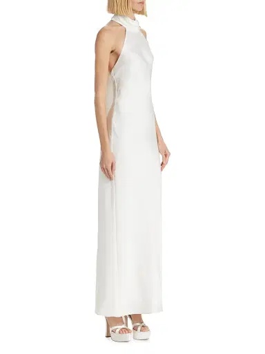 Ramy Brook Women's Tatiana High-Neck Satin Gown - Ivory - Size 16 | Thumbnail 4