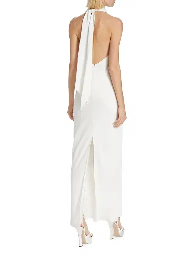 Ramy Brook Women's Tatiana High-Neck Satin Gown - Ivory - Size 16 | Thumbnail 5