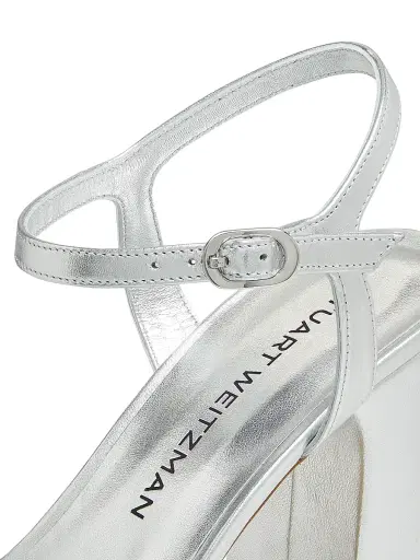 Stuart Weitzman Women's Dayna 100MM Metallic Leather Platform Sandals - Silver | Thumbnail 5