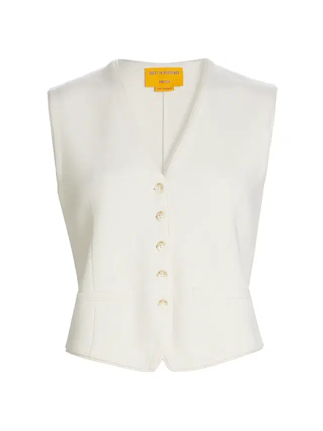 Guest in Residence Women's Cashmere Knit Tailored Vest - Cream