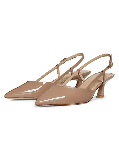 Stuart Weitzman Women's Vinnie 50MM Patent Leather Pumps - Fawn | Thumbnail 2