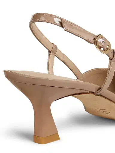 Stuart Weitzman Women's Vinnie 50MM Patent Leather Pumps - Fawn | Thumbnail 3