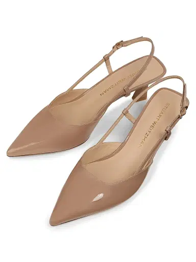 Stuart Weitzman Women's Vinnie 50MM Patent Leather Pumps - Fawn | Thumbnail 4