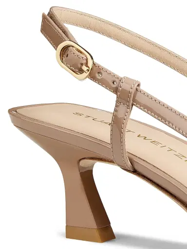 Stuart Weitzman Women's Vinnie 50MM Patent Leather Pumps - Fawn | Thumbnail 5