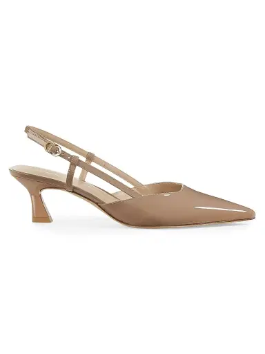 Stuart Weitzman Women's Vinnie 50MM Patent Leather Pumps - Fawn | Thumbnail 1