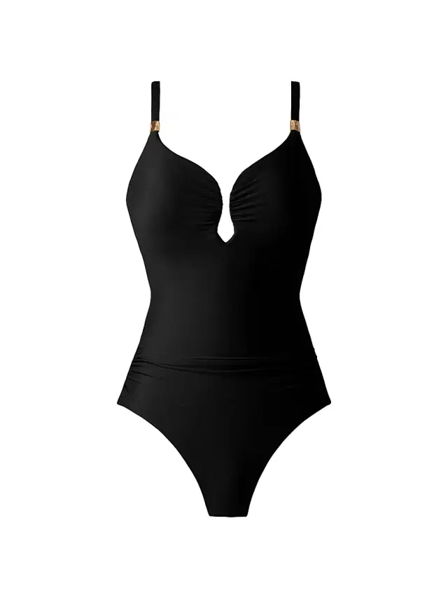 Miraclesuit Swim Women's Razzle Dazzle Antheia Plunging V-Neck One-Piece Swimsuit - Black