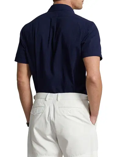 Polo Ralph Lauren Men's Classic-Fit Seersucker Shirt - Astoria Navy - Size Small | Thumbnail 4