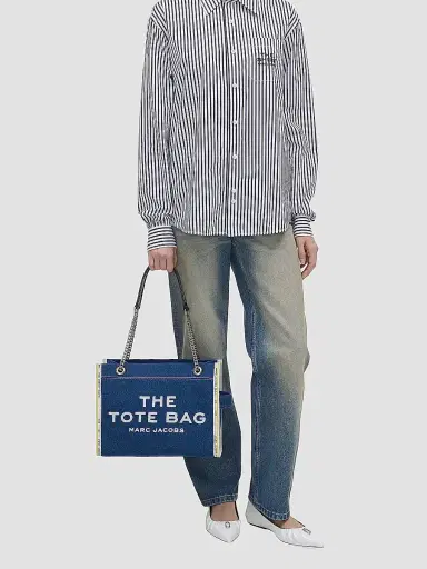 Marc Jacobs Women's The Denim Chain Medium Tote Bag - Dark Wash | Thumbnail 2