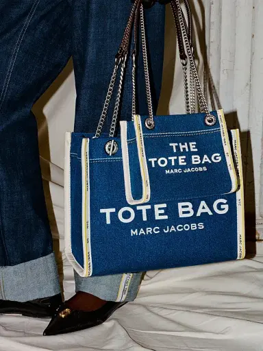 Marc Jacobs Women's The Denim Chain Medium Tote Bag - Dark Wash | Thumbnail 8