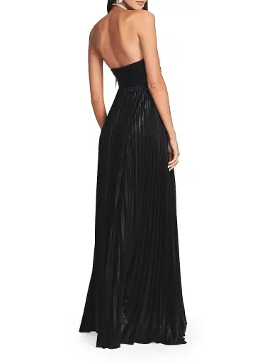 Retrofête Women's Zoa Metallic Pleated Strapless Gown - Black - Size XS | Thumbnail 6
