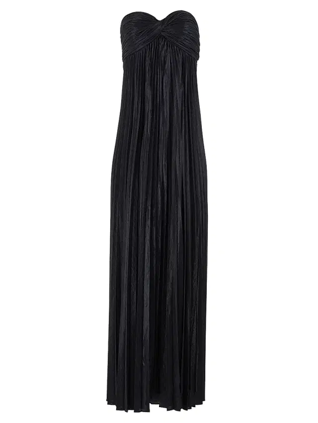 Women's Zoa Metallic Pleated Strapless Gown - Black