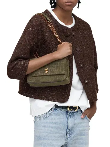 Marc Jacobs Women's The Suede Croc Dual Convertible Shoulder Bag - Olive | Thumbnail 2
