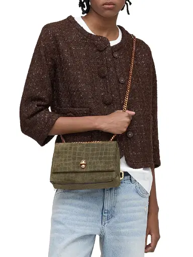 Marc Jacobs Women's The Suede Croc Dual Convertible Shoulder Bag - Olive | Thumbnail 3