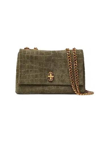 Marc Jacobs Women's The Suede Croc Dual Convertible Shoulder Bag - Olive | Thumbnail 1