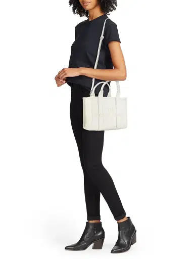 Marc Jacobs Women's The Leather Small Tote Bag - Cotton Silver | Thumbnail 2