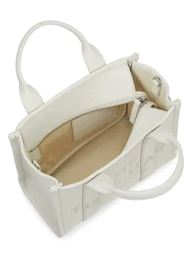 Marc Jacobs Women's The Leather Small Tote Bag - Cotton Silver | Thumbnail 4