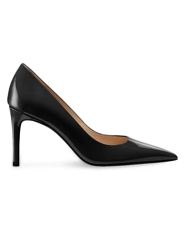 Stuart Weitzman Women's Stuart Power 85 75MM Patent Leather Pumps - Black