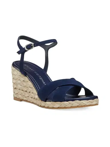 Stuart Weitzman Women's Dayna Suede Espadrille Wedges - Nice Blue Natural | Thumbnail 2