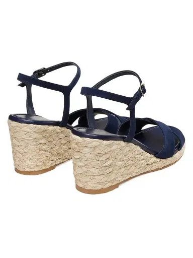 Stuart Weitzman Women's Dayna Suede Espadrille Wedges - Nice Blue Natural | Thumbnail 3