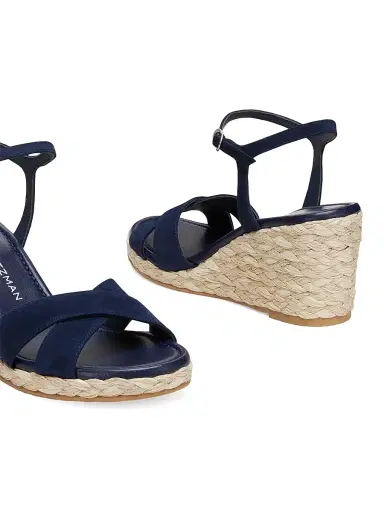 Stuart Weitzman Women's Dayna Suede Espadrille Wedges - Nice Blue Natural | Thumbnail 4