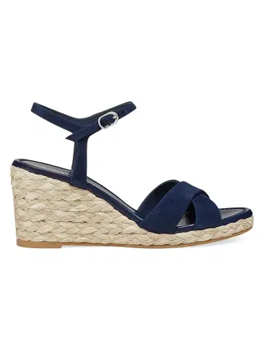 Stuart Weitzman Women's Dayna Suede Espadrille Wedges - Nice Blue Natural | Thumbnail 1
