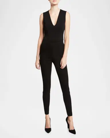 ALICE + OLIVIA Maddox Suede High-Waist Side-Zip Leggings | Thumbnail 2