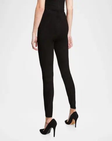 ALICE + OLIVIA Maddox Suede High-Waist Side-Zip Leggings | Thumbnail 3