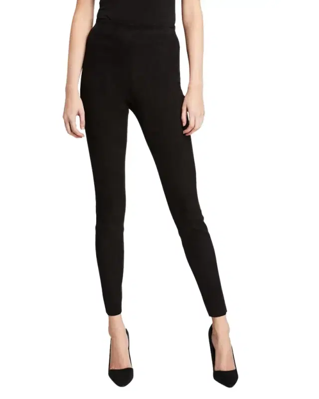 ALICE + OLIVIA Maddox Suede High-Waist Side-Zip Leggings