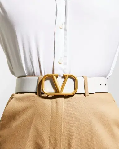 Valentino Garavani VLogo Leather Belt, 40mm | Thumbnail 2