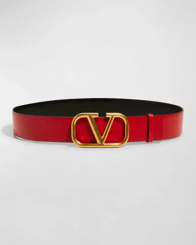 Valentino Garavani VLogo Leather Belt, 40mm | Thumbnail 3