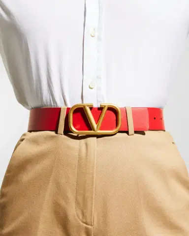 Valentino Garavani VLogo Leather Belt, 40mm | Thumbnail 4