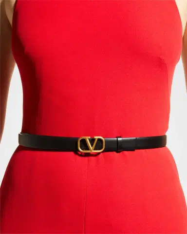 Valentino Garavani VLogo Leather Belt, 20mm | Thumbnail 2