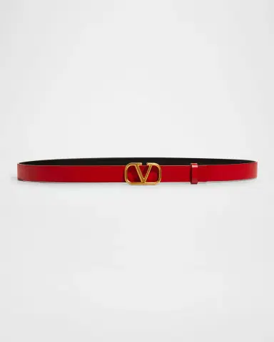 Valentino Garavani VLogo Leather Belt, 20mm | Thumbnail 3