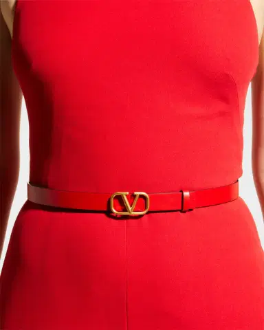 Valentino Garavani VLogo Leather Belt, 20mm | Thumbnail 4