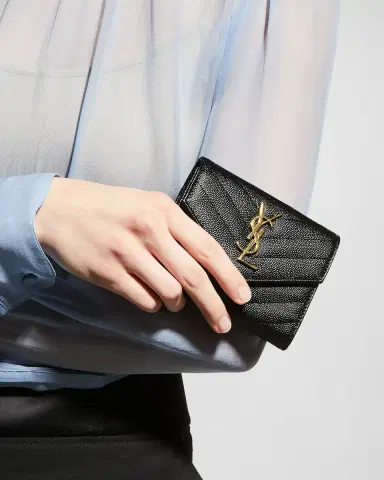 Saint Laurent Cassandre YSL Monogram Trifold Wallet in Grained Leather | Thumbnail 2 Saint Laurent Cassandre YSL Monogram Trifold Wallet in Grained Leather | Thumbnail 2