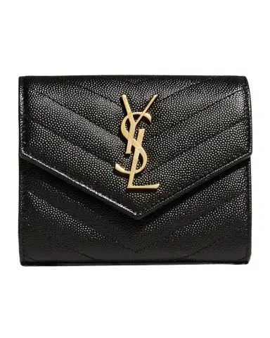 Saint Laurent Cassandre YSL Monogram Trifold Wallet in Grained Leather | Thumbnail 1 Saint Laurent Cassandre YSL Monogram Trifold Wallet in Grained Leather | Thumbnail 1
