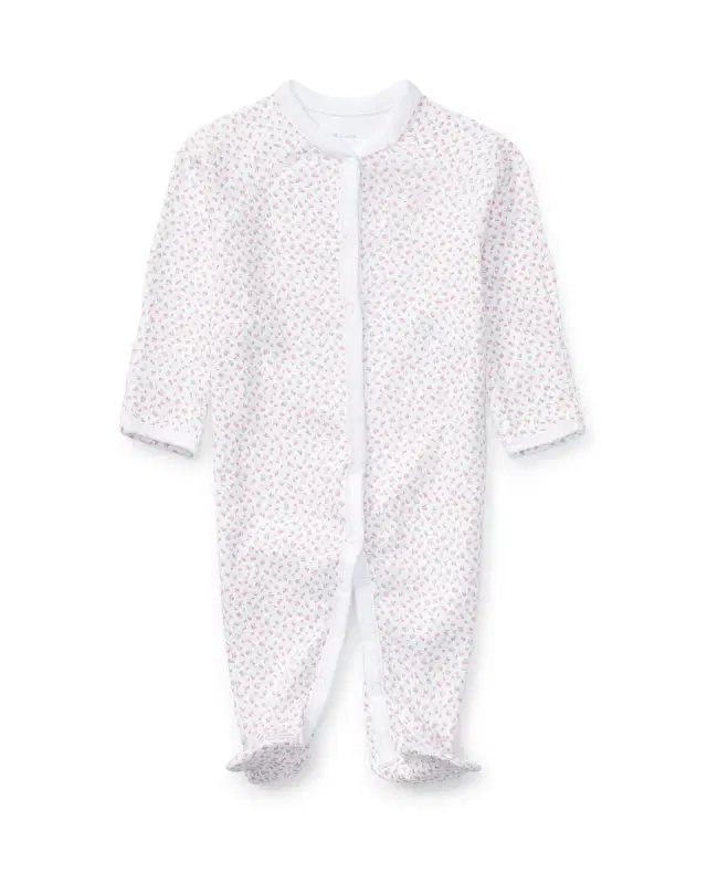 Floral Print Cotton Footie Pajamas, Size Newborn-12 Months